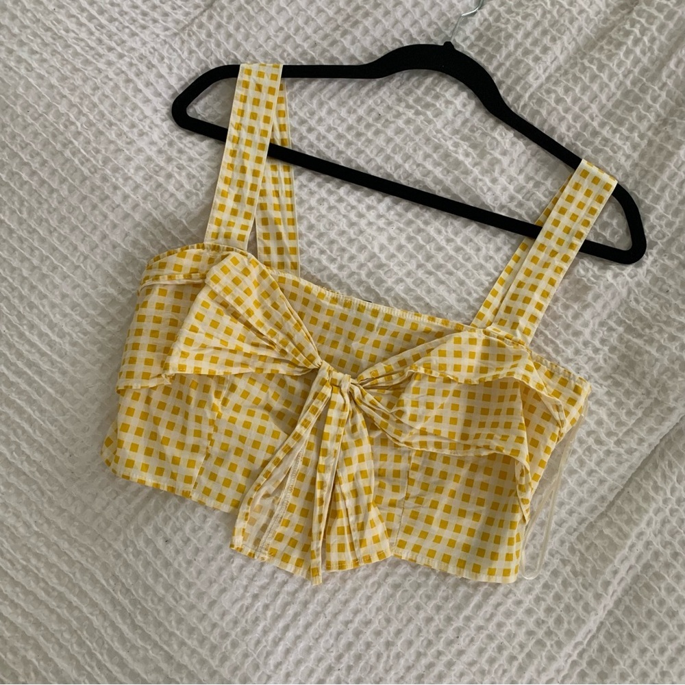 Zara yellow gingham crop tank top